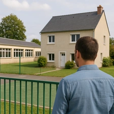 Une maison, une cour de récréation, une boucle bouclée