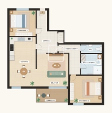Appartement T3 de 65m2 face au port d'Evian 2