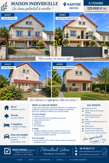 Maison Naintre sur sous sol - 3 chambres . 1
