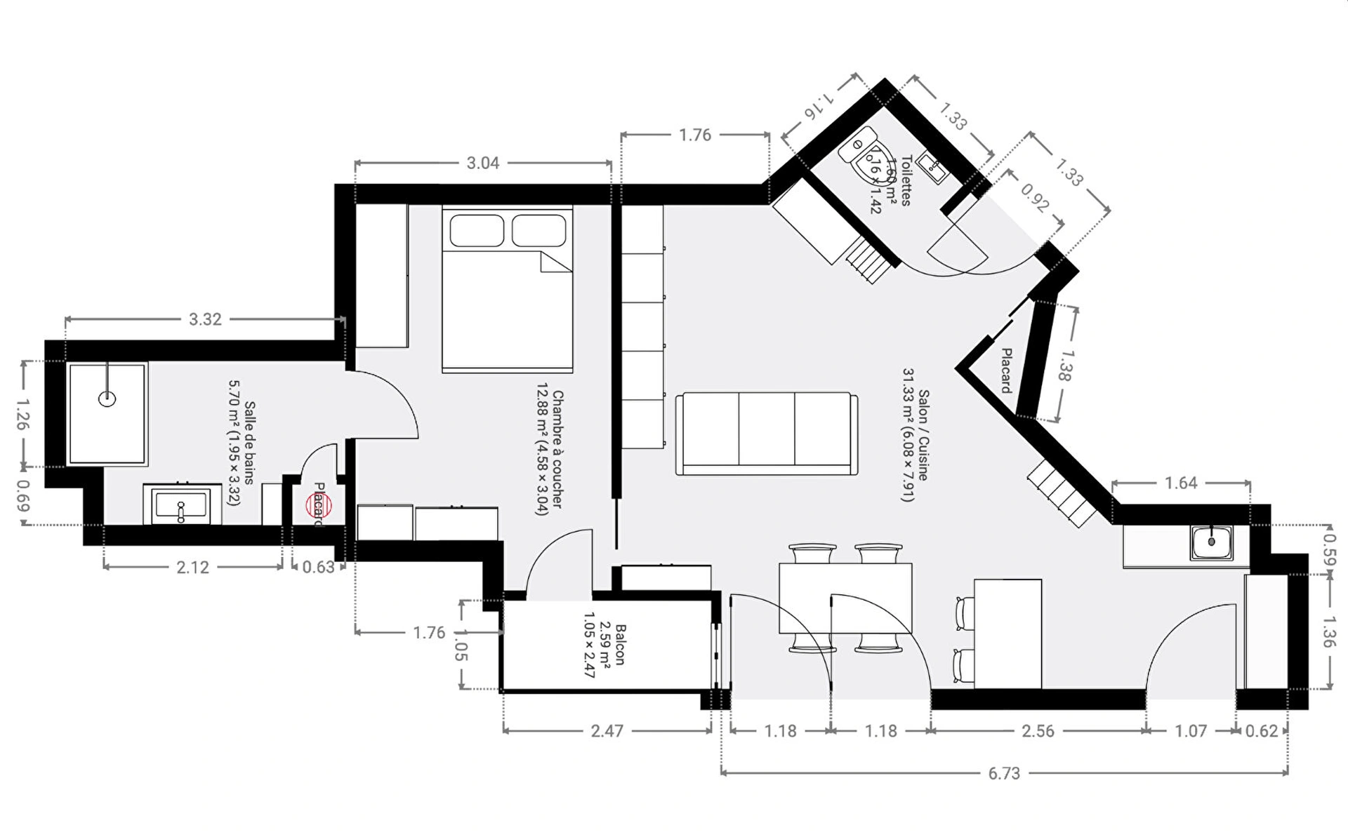 Levallois - Centre Aquatique - Magnifique 2 pièces avec balcon 14
