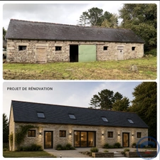  Locronan maison en pierre  + terrain constructible 