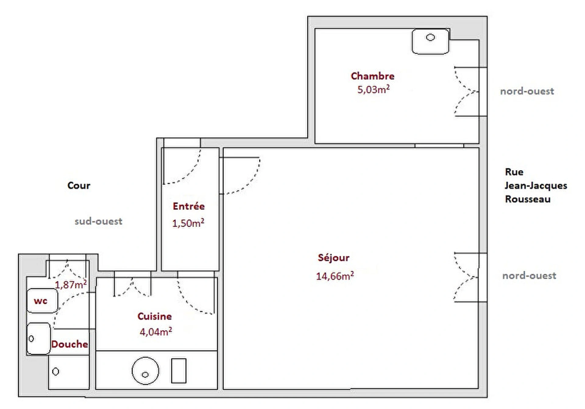2 pièces 27.10 m² 5