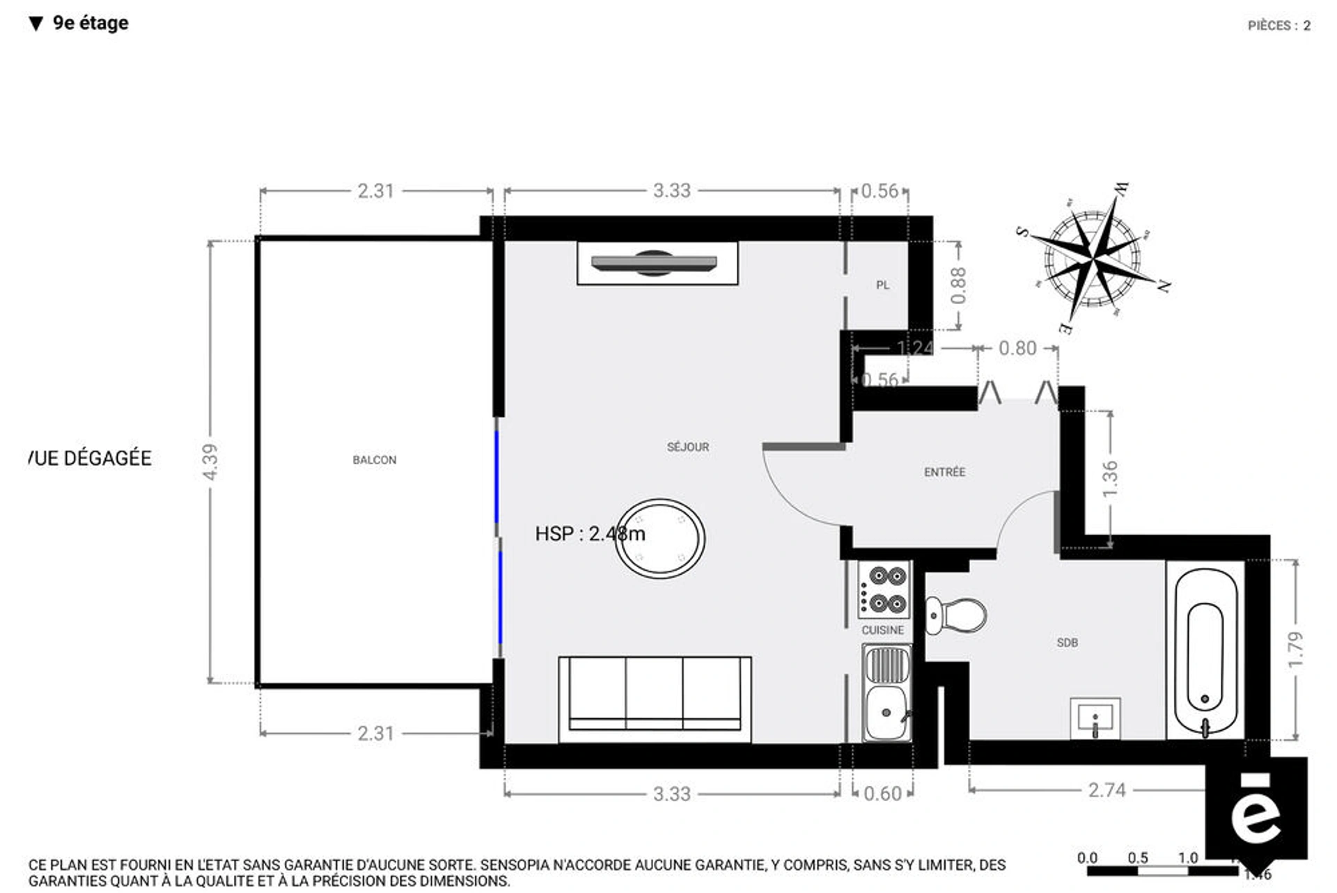 Appartement Paris 1 pièce(s) 26.44 m2 6