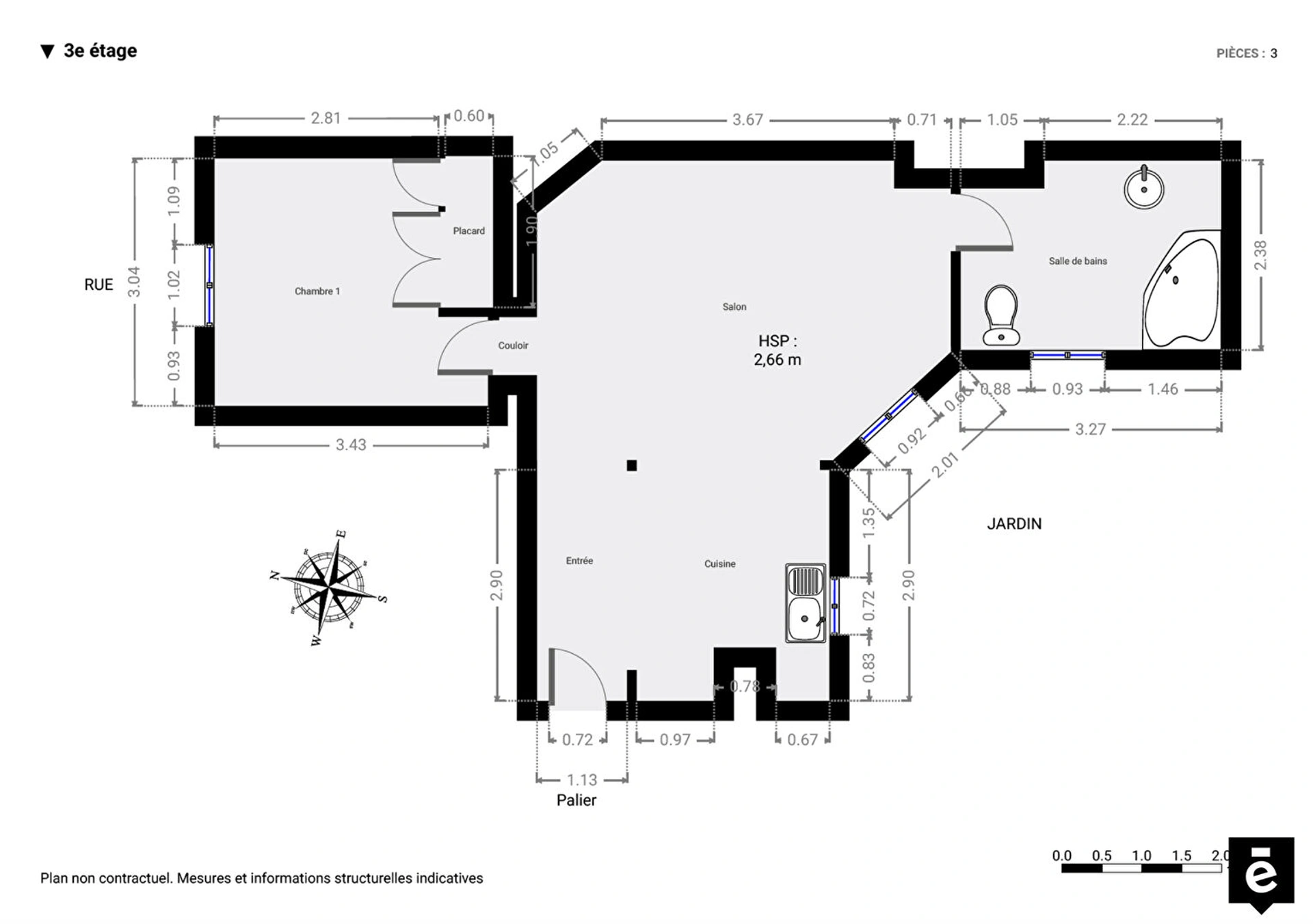 PARIS 20 - BELLEVILLE - APPARTEMENT 2 PIECES 9