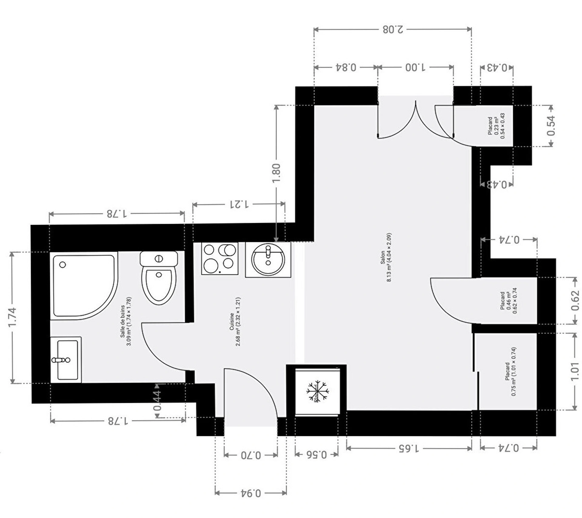 Appartement Paris 1 pièce(s) 17.20 m2 10