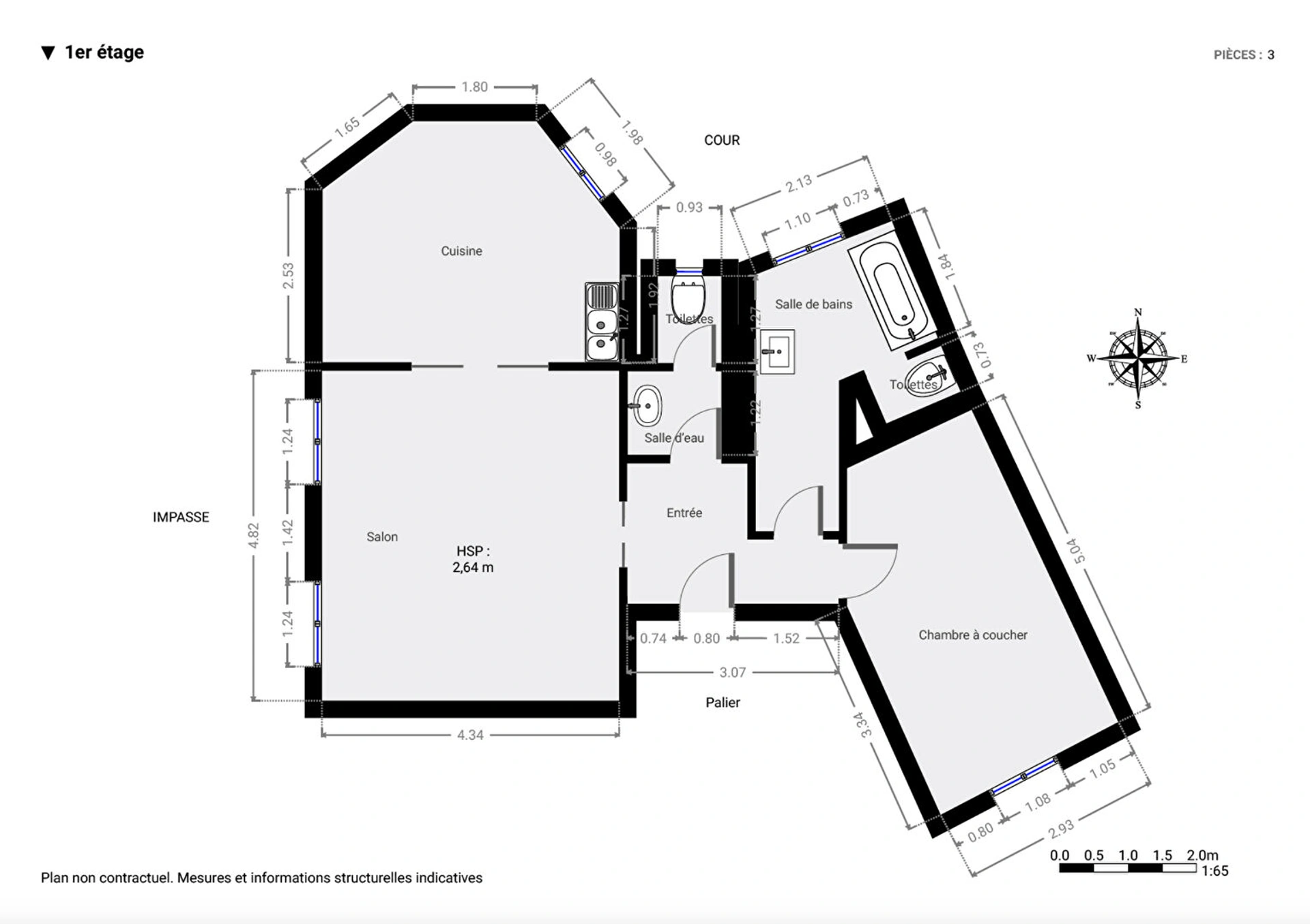 2 Pièces Villa Niel 9