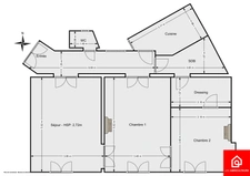 Appartement<span></span>3 pièces<span></span>2 chambres<span></span>70 m²<span></span>Paris 1