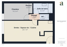 Appartement T2 – 44,14 m² – 1er étage avec vue dégagée – Résidence de standing avec vue dégagée