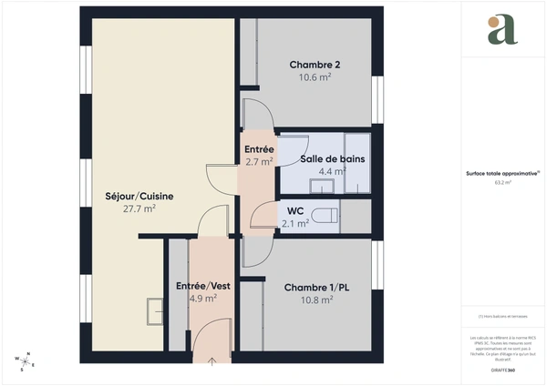 Appartement T3<span></span>Traversant Est/Ouest<span></span>Très jolie Vue<span></span> Résidence de standing à Survilliers