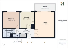 Appartement - 49 m² - 2 pièces - Lyon 3e Montchat / Monplaisir