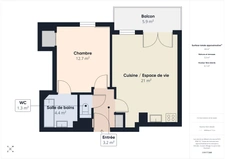 Dernier Étage<span></span>2 Pièces<span></span>44m²<span></span>Quartier Calme