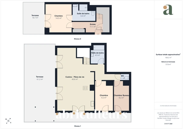 Duplex familial 4/5 pièces de 120 m² avec terrasses — dernier étages — Asnières-sur-Seine
