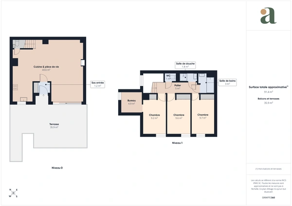 Maison duplex 90m2 avec grande terrasse 36m2 en vente à Paris 20e