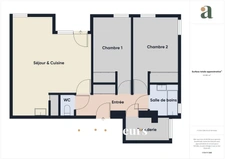 Appartement moderne, avec deux chambres, balcon et parking privé – Boulevard du Tertre à SAINT-HERBLAIN 44800