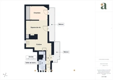 Dernier étage - Appartement 2 pièces avec balcons - Paris 20