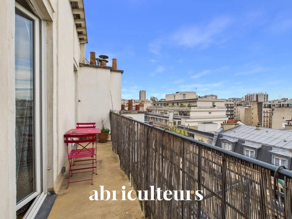 Dernier étage<span></span>Appartement 2 pièces avec balcons<span></span>Paris 20