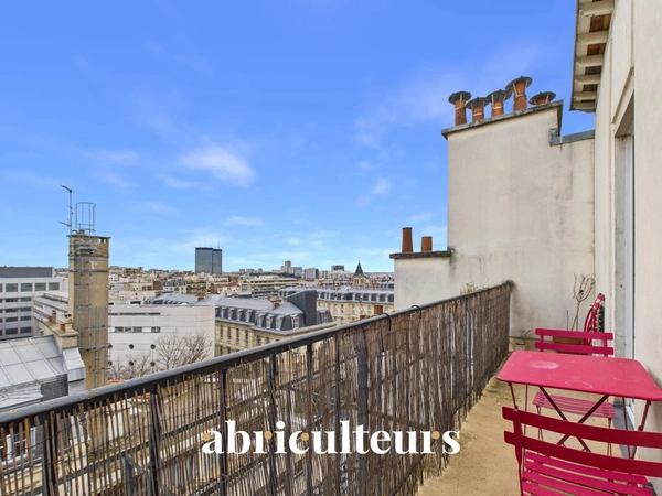 Dernier étage<span></span>Appartement 2 pièces avec balcons<span></span>Paris 20