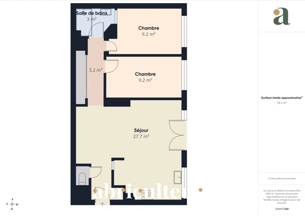 APPARTEMENT T3 REFAIT A NEUF<span></span>55M2<span></span>SANS VIS A VIS<span></span>PROCHE COMMODITÉS