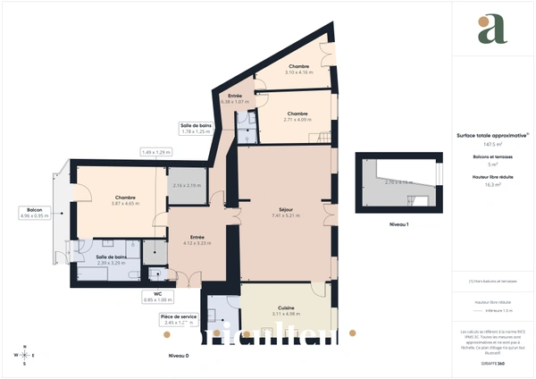 Superbe appartement traversant rénové de 136,81 m²<span></span>Trois balcons<span></span>Garage<span></span>À 30 mètres du Port de Nice