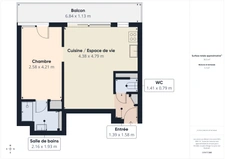 Location meublée<span></span>Bel appartement T2 de 36,75m² Lumineux avec Balcon au Dernier Étage à Boulogne-Billancourt 92100