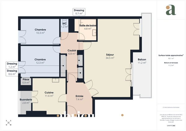 Appartement 3 pièces<span></span>94 m² avec large balcon -Le Chambord<span></span>La Torse, Aix-en-Provence