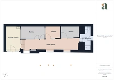 Bureau de 64m2 - 3 bureaux et 1 open space - 1 espace cuisine - WC et douche - Dépendance - 98 rue Jean Fraix - Rezé