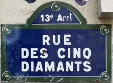 Quelle est l'origine de la rue des Cinq Diamants à Paris 13ème ?