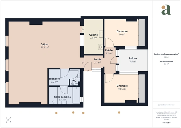 Rare : Appartement de 100 m² avec terrasse face  au Jardin Public à Bordeaux (33000)
