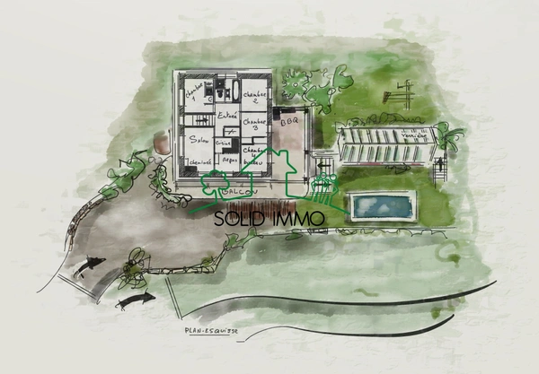 Maison spacieuse avec jardin, piscine et vue sur village méd